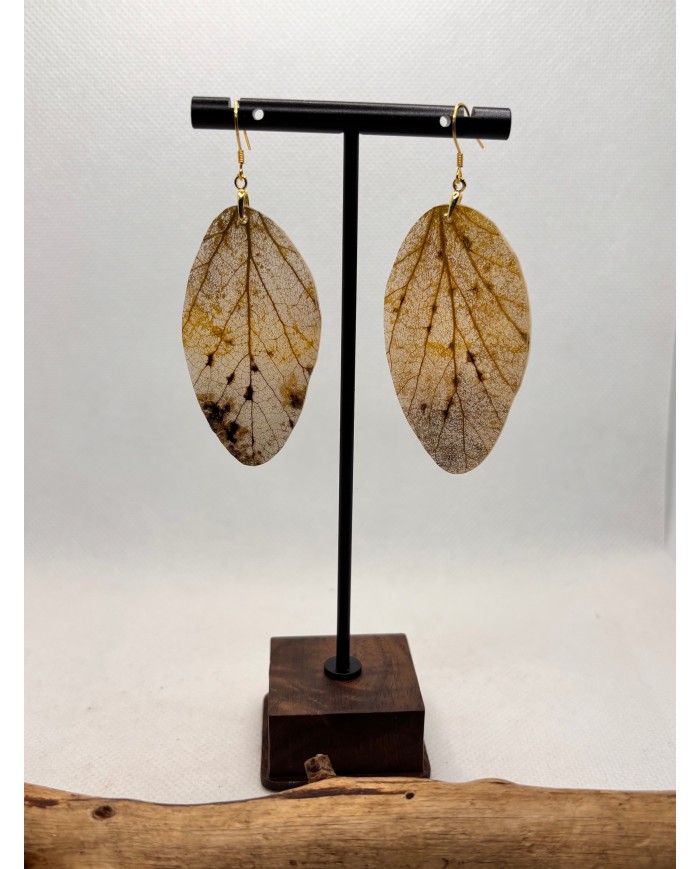 EDICIÓN PLATA pendientes artesanos de hoja natural