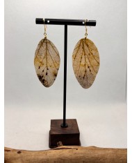 EDICIÓN PLATA pendientes artesanos de hoja natural