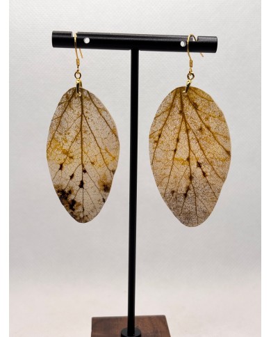 EDICIÓN PLATA pendientes artesanos de hoja natural