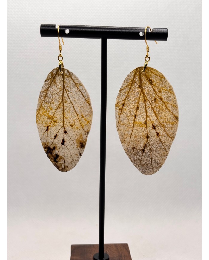 EDICIÓN PLATA pendientes artesanos de hoja natural