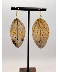 EDICIÓN PLATA pendientes artesanos de hoja natural