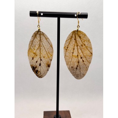 EDICIÓN PLATA pendientes artesanos de hoja natural