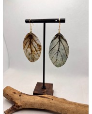 EDICIÓN PLATA pendientes artesanos de hoja natural esqueletizada