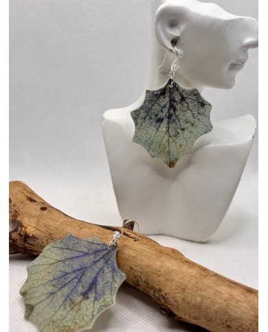 EDICIÓN PLATA pendientes artesanos de hoja natural