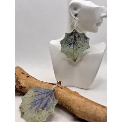 EDICIÓN PLATA pendientes artesanos de hoja natural