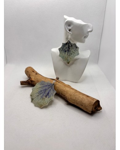 EDICIÓN PLATA pendientes artesanos de hoja natural