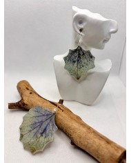 EDICIÓN PLATA pendientes artesanos de hoja natural