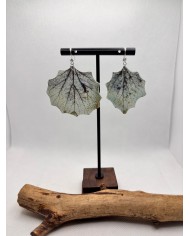 EDICIÓN PLATA pendientes artesanos de hoja natural
