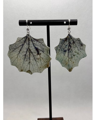 EDICIÓN PLATA pendientes artesanos de hoja natural