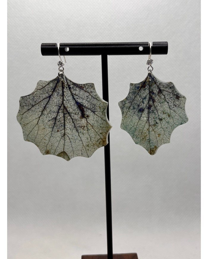 EDICIÓN PLATA pendientes artesanos de hoja natural