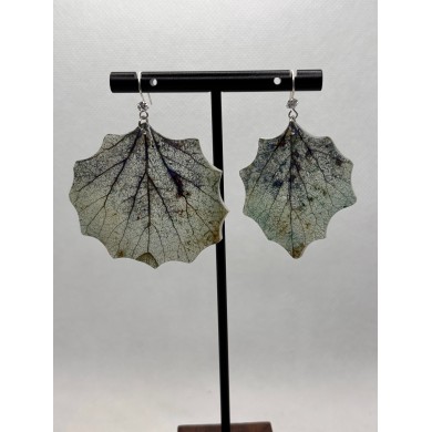 EDICIÓN PLATA pendientes artesanos de hoja natural