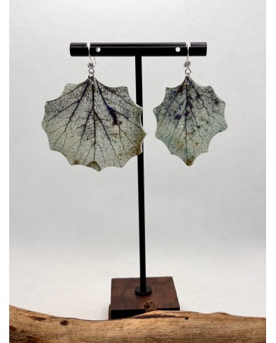 EDICIÓN PLATA pendientes artesanos de hoja natural