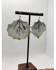 EDICIÓN PLATA pendientes artesanos de hoja natural