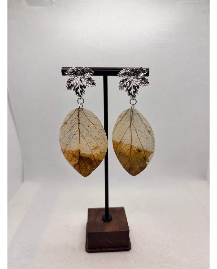 EDICIÓN LIMITADA pendientes artesanos de hoja  natural