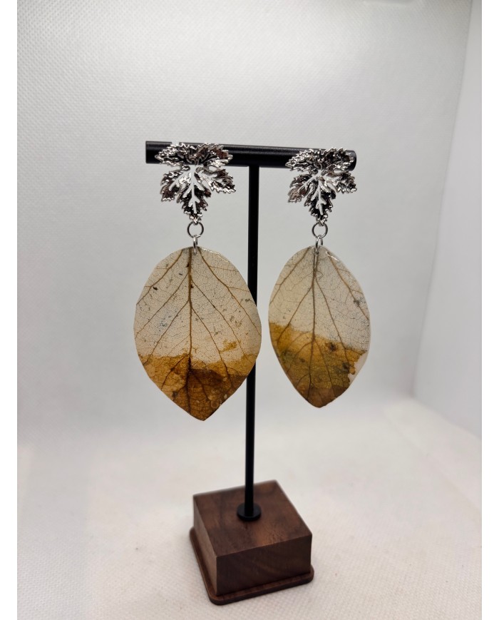 EDICIÓN LIMITADA pendientes artesanos de hoja  natural