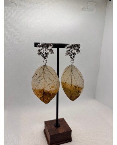 EDICIÓN LIMITADA pendientes artesanos de hoja  natural