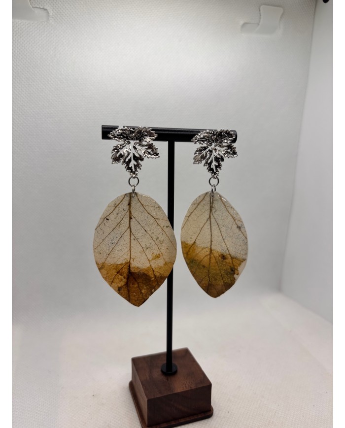 EDICIÓN LIMITADA pendientes artesanos de hoja  natural