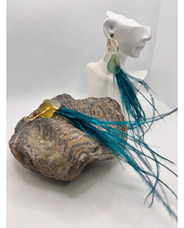 PENDINTES ARTESANOS DE CRISTAL MARINO