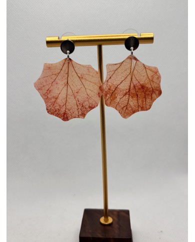 PENDIENTES ARTESANOS de hoja natural esqueletizada