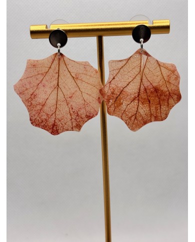 PENDIENTES ARTESANOS de hoja natural esqueletizada
