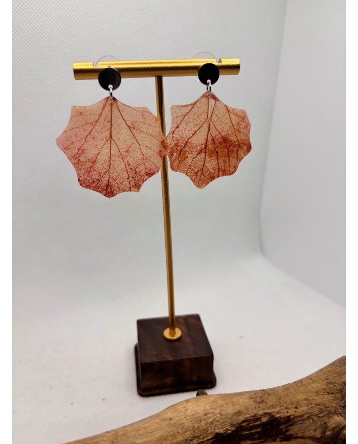 PENDIENTES ARTESANOS de hoja natural esqueletizada