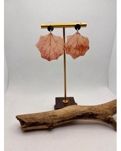 PENDIENTES ARTESANOS de hoja natural esqueletizada