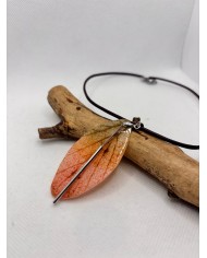 COLLAR ARTESANO de hoja natural esqueletizada
