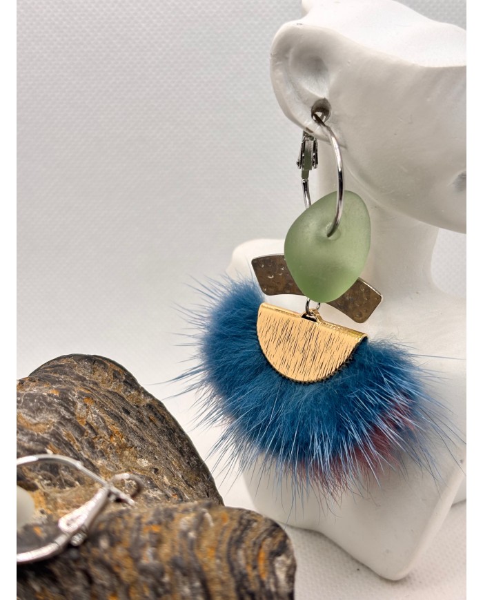 EDICIÓN LIMITADA pendientes artesanos  de cristal marino