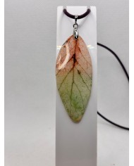 COLLAR ARTESANO DE HOJA NATURAL ESQUELETIZADA