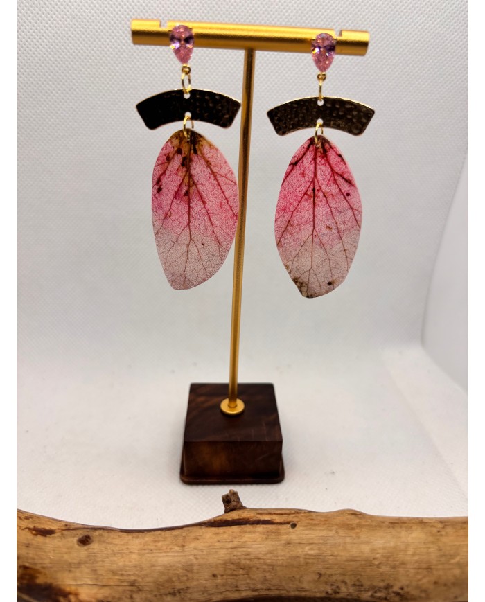 EDICIÓN LIMITADA pendientes artesanos de hoja natural esqueletizada