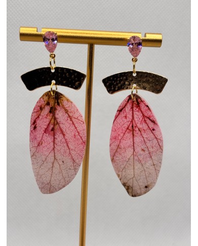 EDICIÓN LIMITADA pendientes artesanos de hoja natural esqueletizada