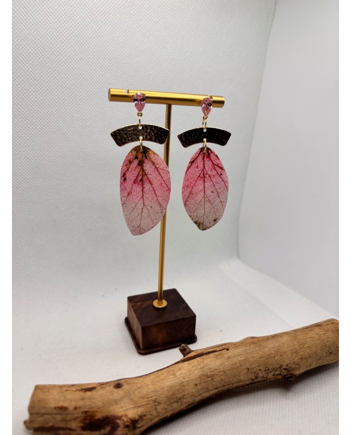 EDICIÓN LIMITADA pendientes artesanos de hoja natural esqueletizada