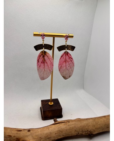 EDICIÓN LIMITADA pendientes artesanos de hoja natural esqueletizada