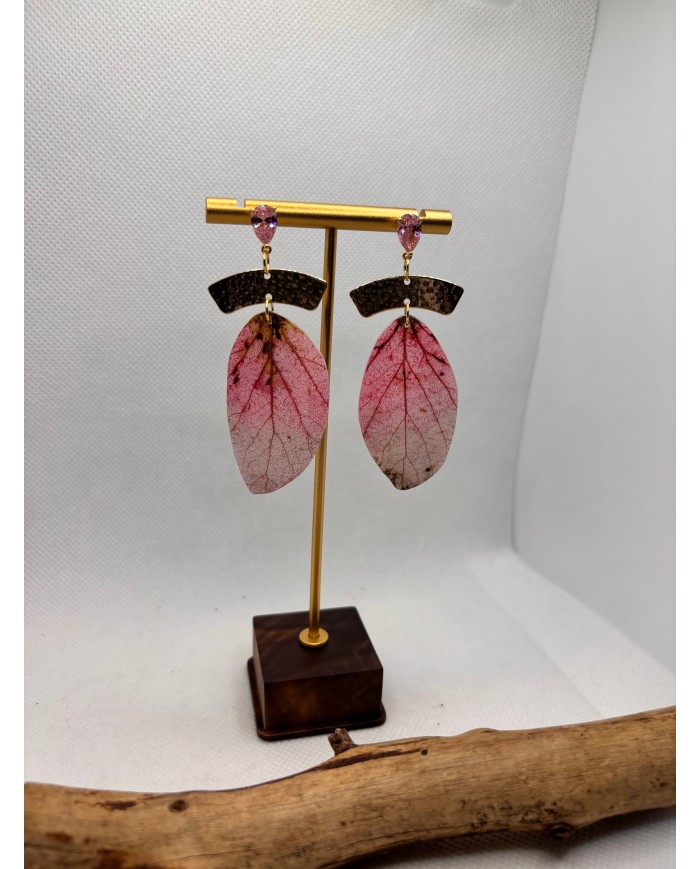 EDICIÓN LIMITADA pendientes artesanos de hoja natural esqueletizada