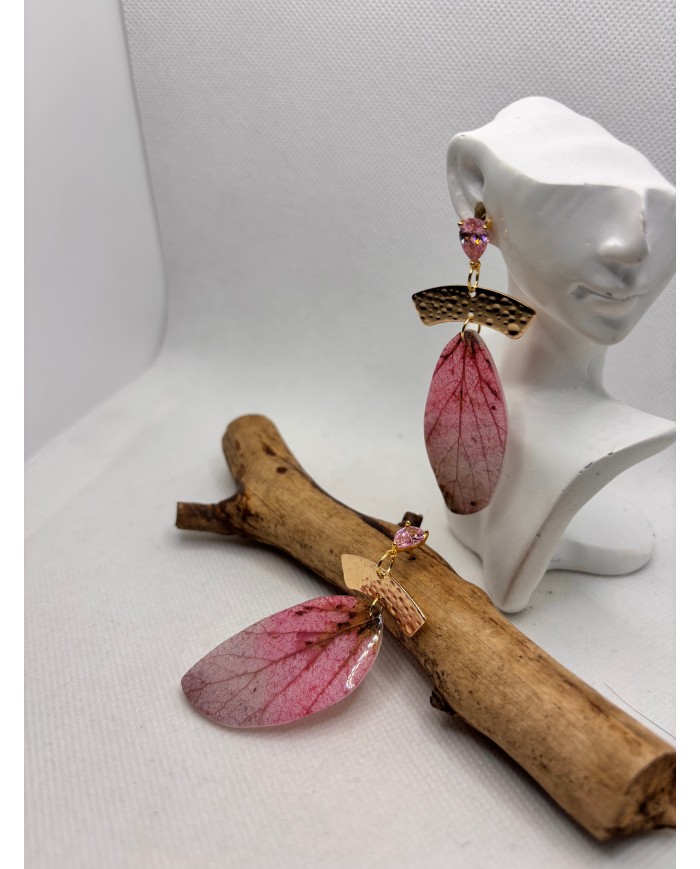 EDICIÓN LIMITADA pendientes artesanos de hoja natural esqueletizada