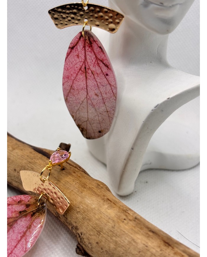 EDICIÓN LIMITADA pendientes artesanos de hoja natural esqueletizada