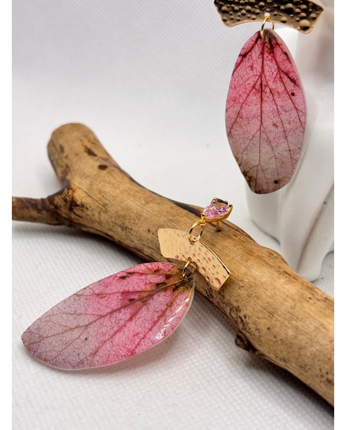 EDICIÓN LIMITADA pendientes artesanos de hoja natural esqueletizada