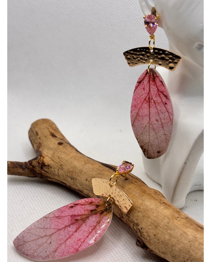 EDICIÓN LIMITADA pendientes artesanos de hoja natural esqueletizada
