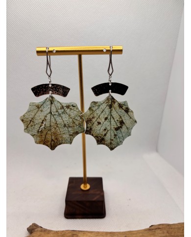 EDICIÓN LIMITADAS pendientes artesanos de hoja natural esqueletizada