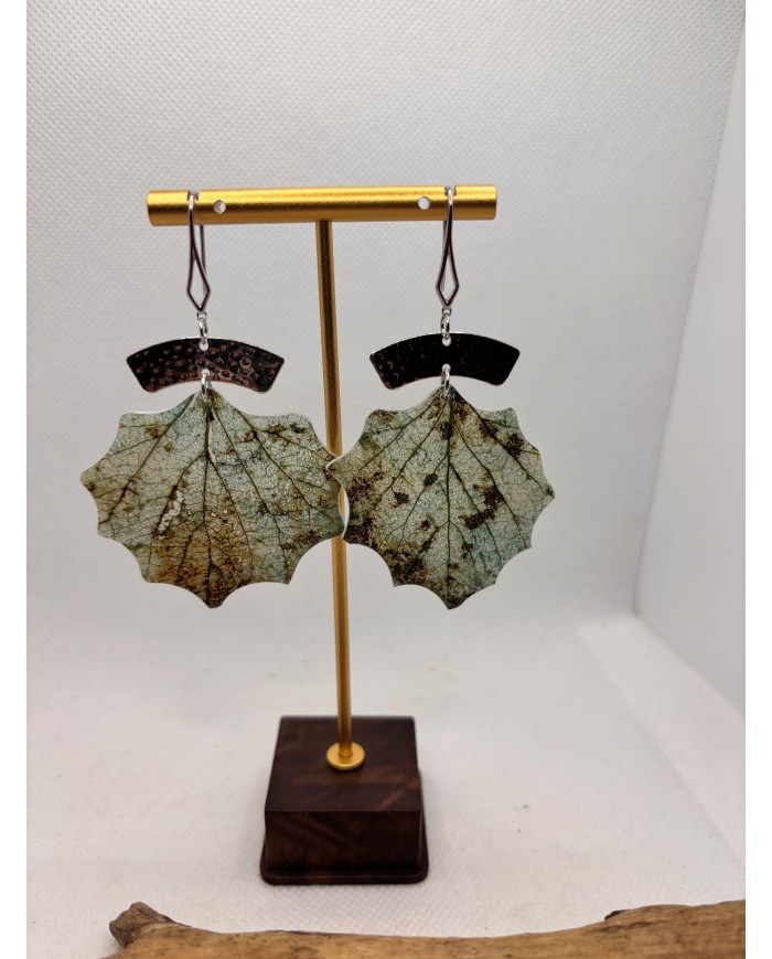 EDICIÓN LIMITADAS pendientes artesanos de hoja natural esqueletizada