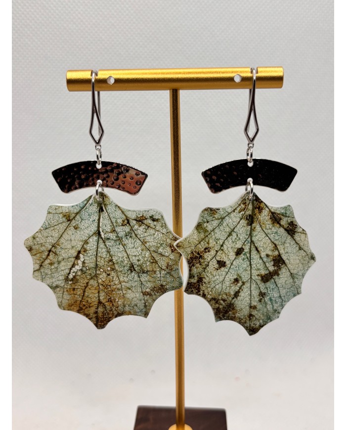 EDICIÓN LIMITADAS pendientes artesanos de hoja natural esqueletizada