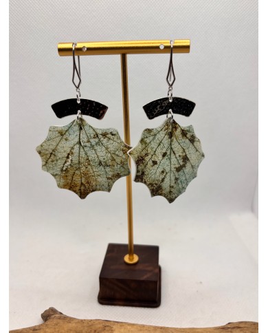 EDICIÓN LIMITADAS pendientes artesanos de hoja natural esqueletizada