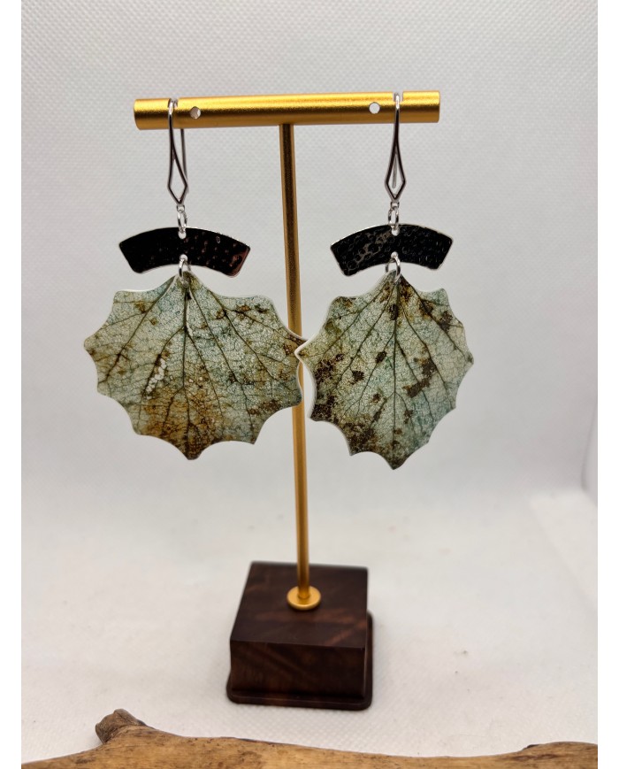 EDICIÓN LIMITADAS pendientes artesanos de hoja natural esqueletizada