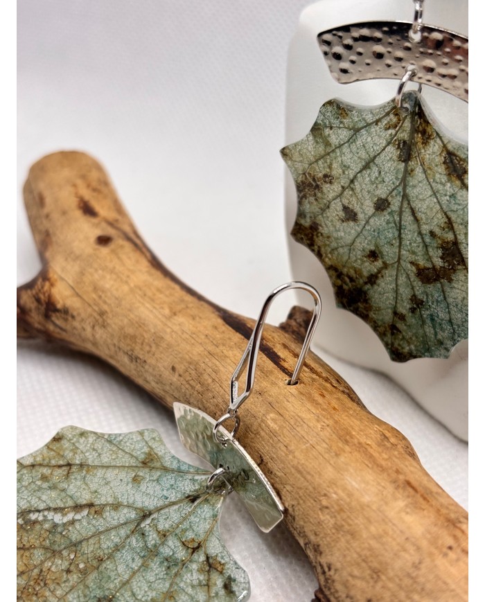 EDICIÓN LIMITADAS pendientes artesanos de hoja natural esqueletizada
