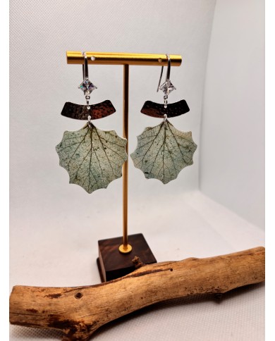 EDICIÓN LIMITADA pendientes artesanos de hoja natural esqueletizada