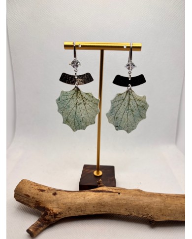 EDICIÓN LIMITADA pendientes artesanos de hoja natural esqueletizada