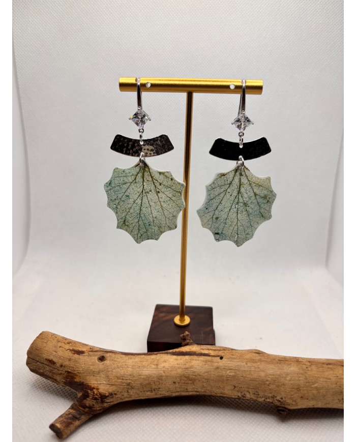 EDICIÓN LIMITADA pendientes artesanos de hoja natural esqueletizada
