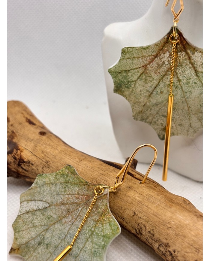 EDICIÓN LIMITADA pendientes artesanos de hoja natural esqueletizada