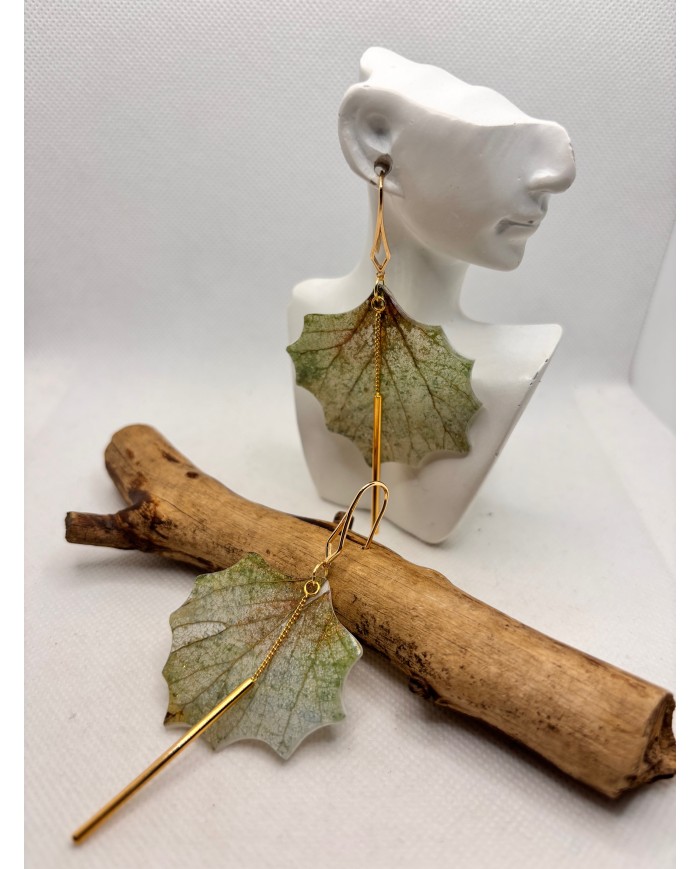 EDICIÓN LIMITADA pendientes artesanos de hoja natural esqueletizada
