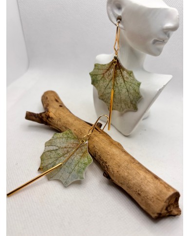 EDICIÓN LIMITADA pendientes artesanos de hoja natural esqueletizada